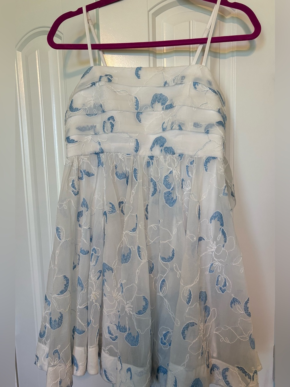 Likely White dress with Light Blue Floral Embroidery